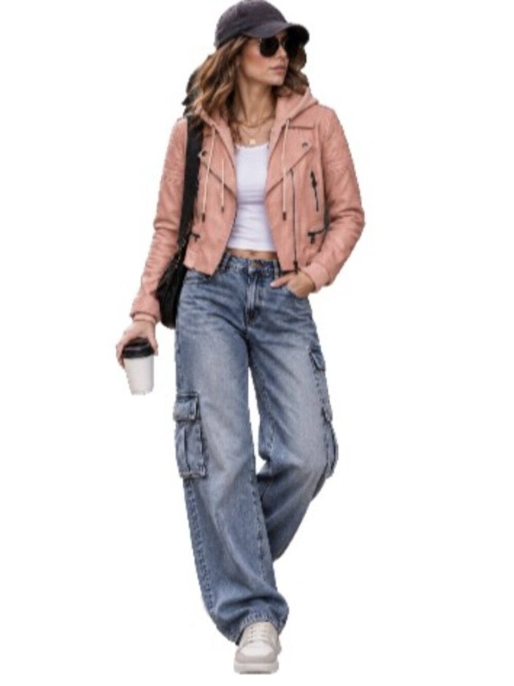 NWOT Alice + Olivia AO.LA Avril Hooded 100% Leather Biker Jacket Barbie Pink - M
